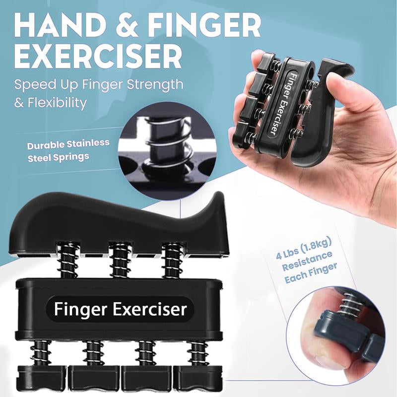 Grip Strength Trainer 5Pcs-Hand Grip Strengthener Kit with Adjustable Forearm Gripper, Finger Exerciser, Finger Stretchers, Hand Workout Ring-Hand Exerciser for Muscle Building, Physical Therapy and Rehabilitation Training Equipment Handgrip